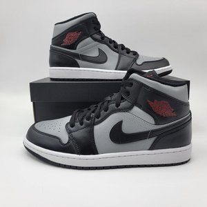 NEW Nike Air Jordan 1 Mid Red Black Particle Grey Basketball Shoes Sneakers